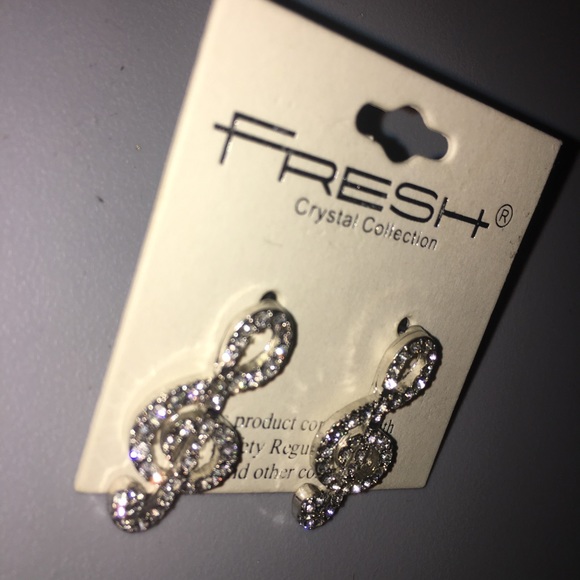 Rhinestone treble clef earrings - Picture 7 of 8